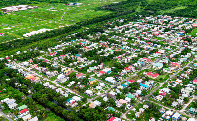 Aerial view of North Ruimveldt neighborhood of Georgetown, Guyana