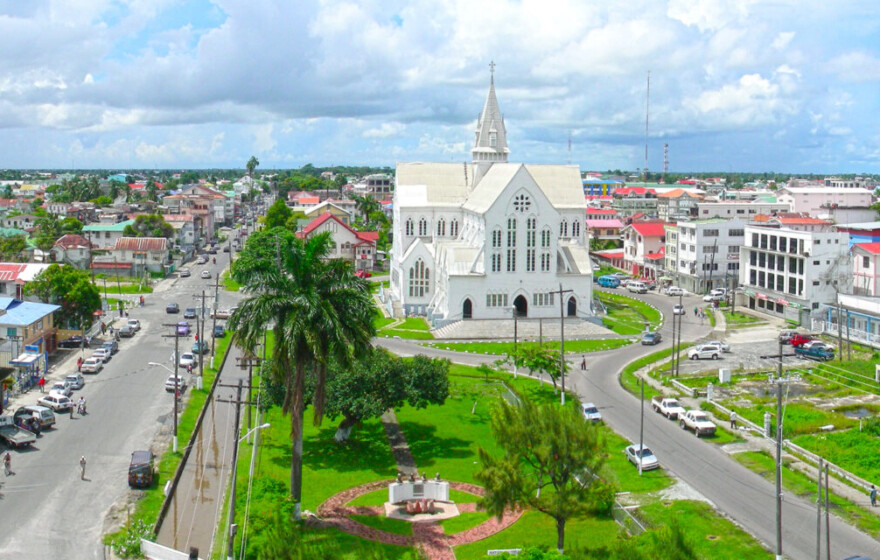 General Panorama of Georgetown with the St George's Cathedral centered. The Cathedral is the world's tallest freestanding wooden structure. Photo taken in 2007.