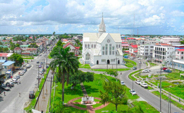 General Panorama of Georgetown with the St George's Cathedral centered. The Cathedral is the world's tallest freestanding wooden structure. Photo taken in 2007.