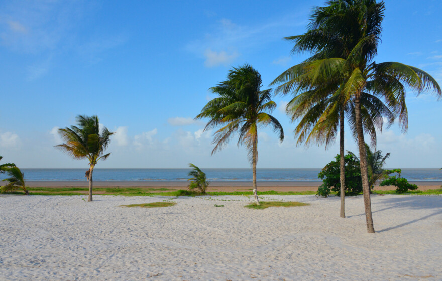 Georgetown, Guyana: Shell Beach - tropical beach on the Atlantic Ocean waterfront, near the Demerara River estuary - downtown beach.