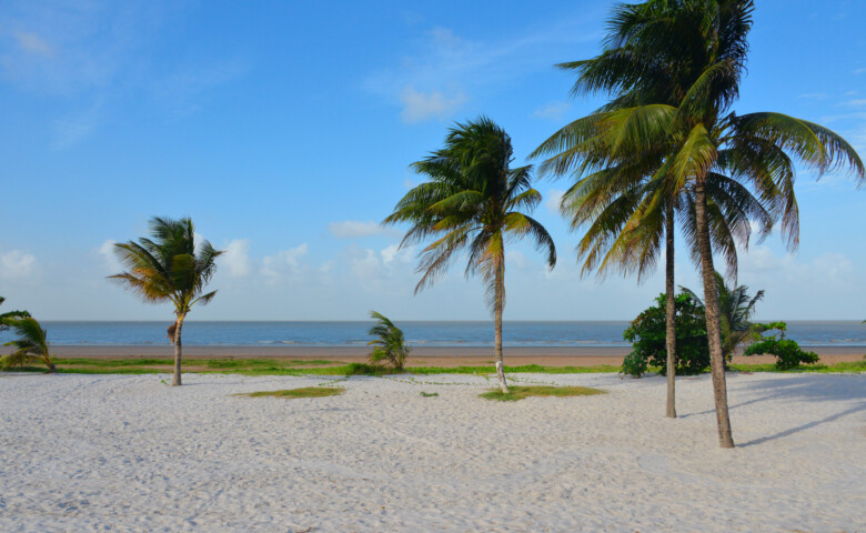 Georgetown, Guyana: Shell Beach - tropical beach on the Atlantic Ocean waterfront, near the Demerara River estuary - downtown beach.