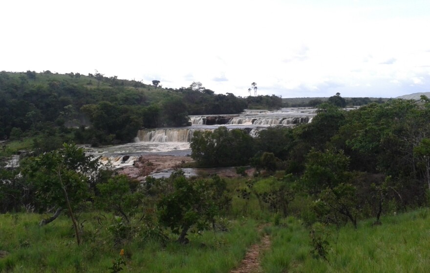 Beautiful waterfall in Guyana close to Amerindian settlement.